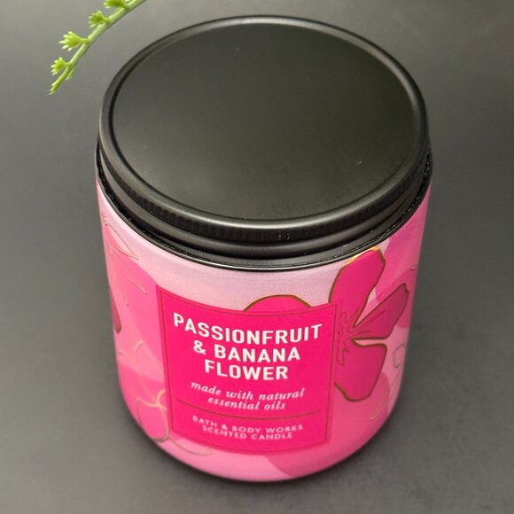 BBW Passionfruit & Banana Flower Bath & Body Works Mason Jar Single Wick Candle - Picture 4 of 10